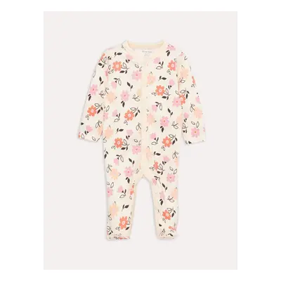 LC Waikiki Crew Neck Long Sleeve Patterned Baby Girl Jumpsuit