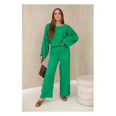 Muslin set blouse + trousers green