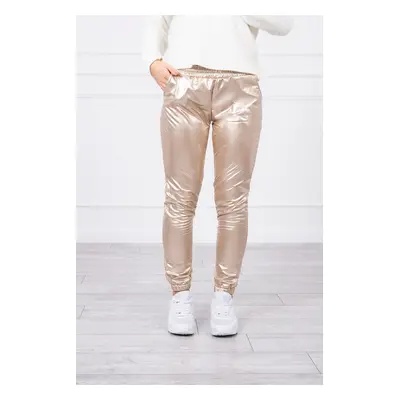 Double-layer trousers with beige velour