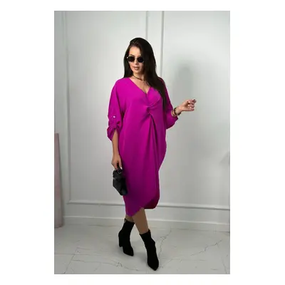 Oversize dress with fuchsia neckline