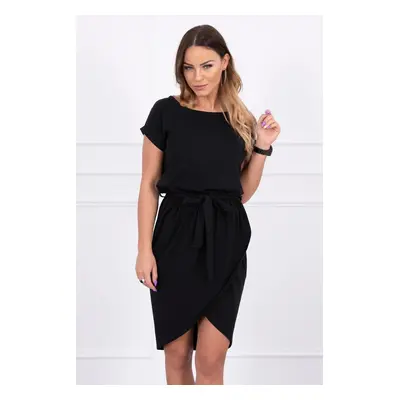 Tied dress with a clutch bottom black