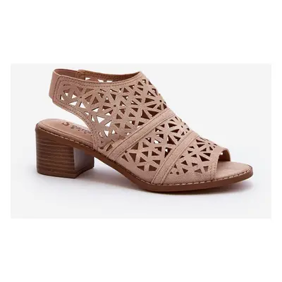 Openwork nude sandals with high heels Serapina