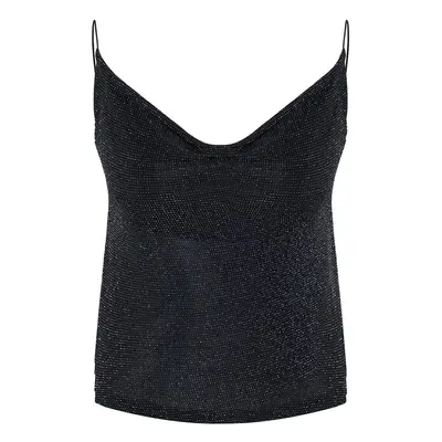 Trendyol Anthracite Degaje Collar Silvery Knitted Blouse