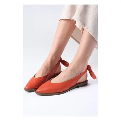 Mio Gusto Bonny Women's Casual Flat Shoes With Genuine Leather Orange.