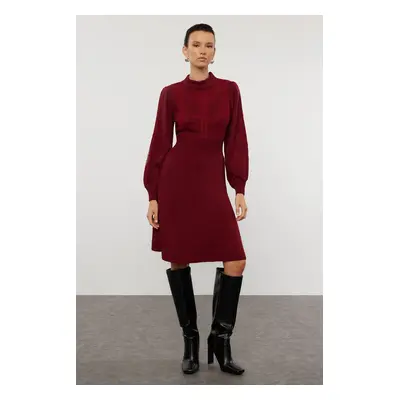 Trendyol Claret Red Mini Knitwear Lace Dress