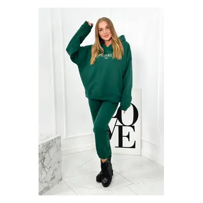 Insulated cotton set, sweatshirt with embroidery + green trousers