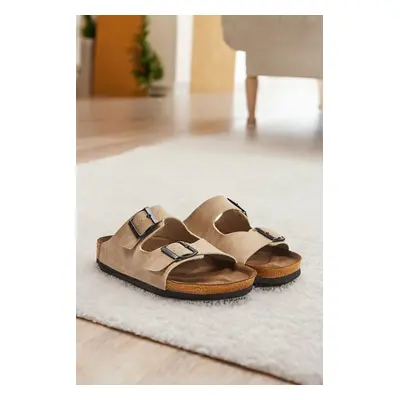 Trendyol Beige Double Buckled Women's Slippers