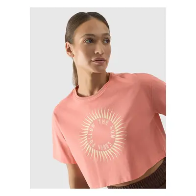 Women's 4F Printed Crop Top - Salmon