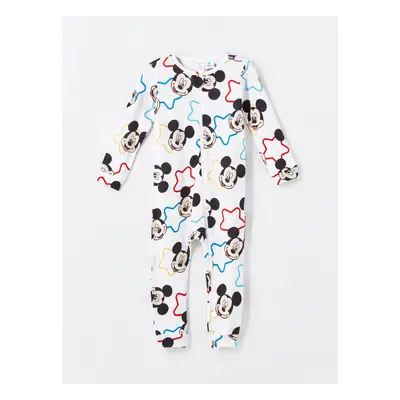 LC Waikiki Crew Neck Mickey Mouse Printed Baby Boy Jumpsuit