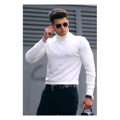 Madmext White Turtleneck Sweater