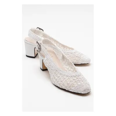 LuviShoes LOPA White Knitted Women's High Heel Shoes