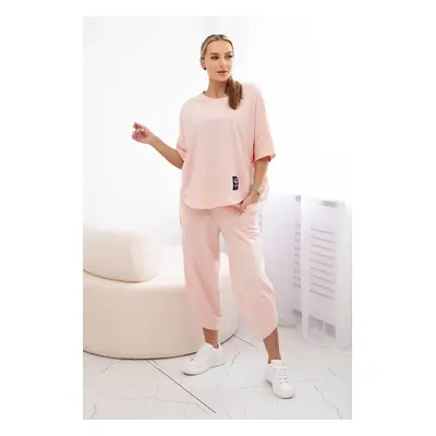 Women's set blouse + trousers - powder pink