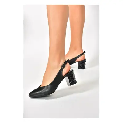 Fox Shoes Women's Black Thick Heeled Shoes