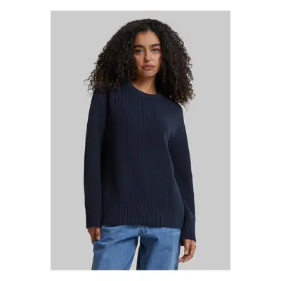 Women's ribbed knitted sweater navy