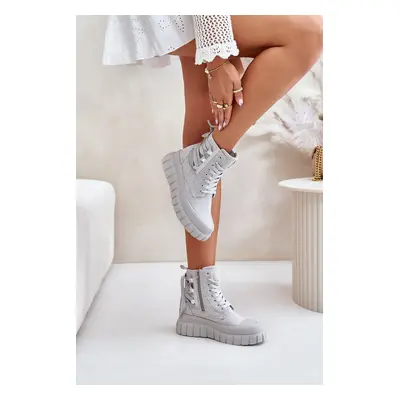 Women's high platform sneakers with grey Zaidria embellishment