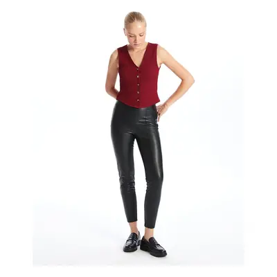 LC Waikiki Lcw Skinny Fit Women's Leather Look Trousers