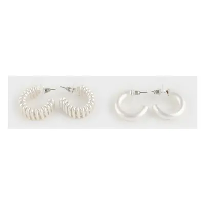 DEFACTO Women's 2-Piece Matte Silver Earrings