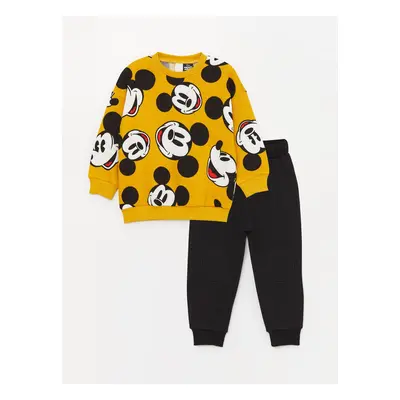 LC Waikiki Crew Neck Mickey Mouse Printed Baby Boy Pants and Sweatshirt Set 2-Pack