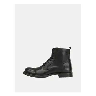 Black Men's Leather Ankle Boots Jack & Jones Russel