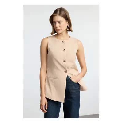 Trendyol Beige Round/Crew Neck Regular Woven Vest