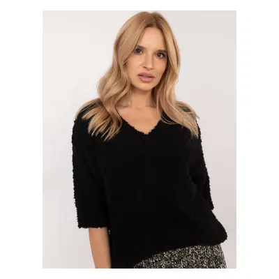 Black boucle sweater