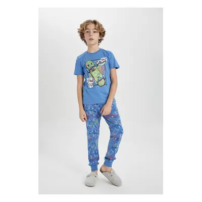 DEFACTO Boys' Printed Short Sleeve Pajamas Set