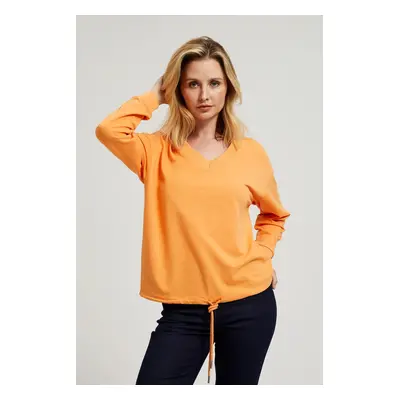 Women's sweatshirt with V-neck and tie MOODO - orange