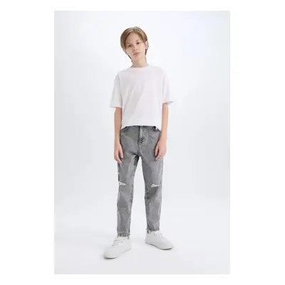 DEFACTO Boy Balloon Fit Ripped Detail Straight Leg Jean Trousers C5707a824wn