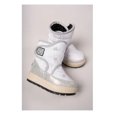 Riccon Qiggil Kids Snow Boots White Patterned Silvery