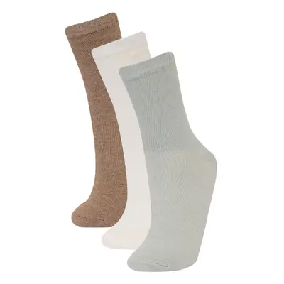 DEFACTO Women's 3-Piece Cotton Long Socks