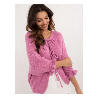 Dark pink casual oversize sweater with 3/4 sleeves