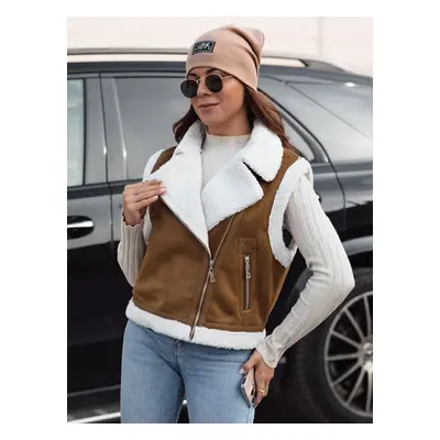 Női szarvasbőr mellény juhbőrrel WOOLZIP camel Dstreet