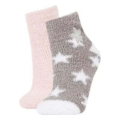 DEFACTO Women's Embroidery 2-pack Home Socks