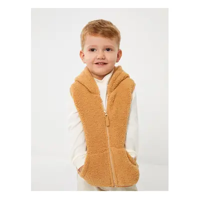 LC Waikiki Hooded Collar Baby Boy Zippered Plush Vest