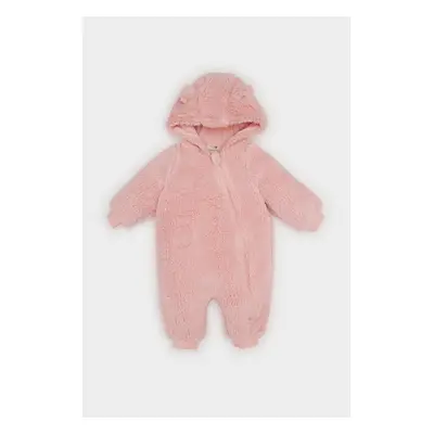 DEFACTO Baby Girl Newborn Plush Long Sleeve Zip Jumpsuit