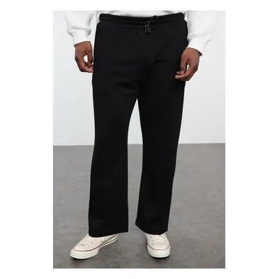 Trendyol Black Straight Fit Basic Plus Size Sweatpants