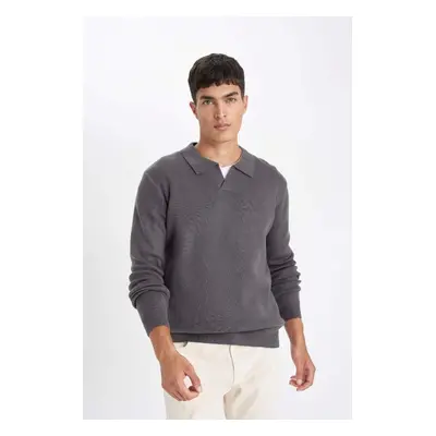 DEFACTO Standard Fit Regular Cut Polo Neck Knitted Sweater