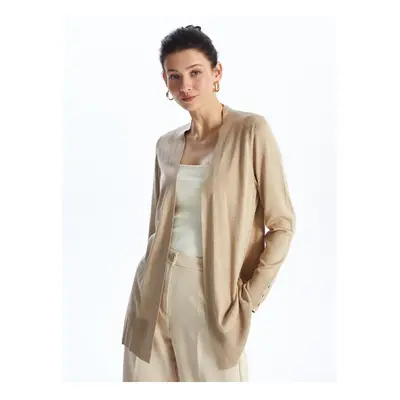 LC Waikiki Shawl Collar Plain Long Sleeve Women's Knitwear Cardigan