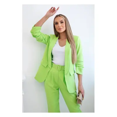 Women's elegant blazer + trousers set - neon green