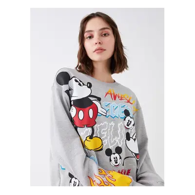 LC Waikiki Crew Neck Mickey Mouse Printed Long Sleeve Women's Sweatshirt