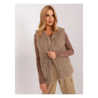 Beige ecological fur vest OCH BELLA