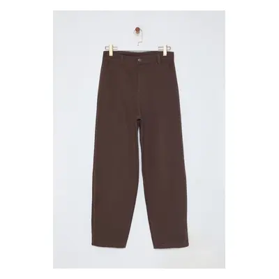 Trendyol Limited Edition Khaki Unisex Balloon Fit Woven Gabardine Cotton Trousers