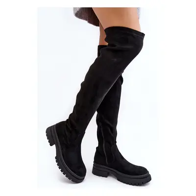 Women's Over-the-Knee Flat Boots - Black Silune