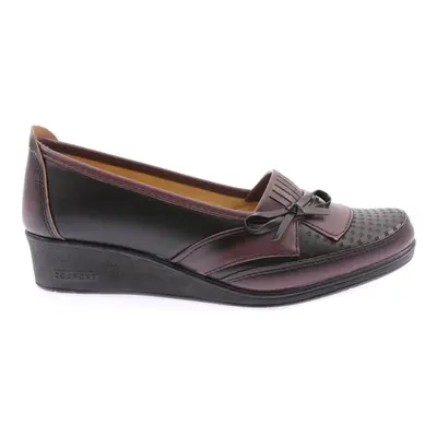 DGN 006-22y Women's Bow Detailed Laser Comfort Shoes Black Claret Red