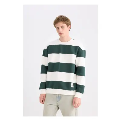 DEFACTO Boxy Fit Crew Neck Striped Sweatshirt