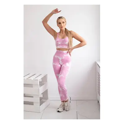 Women's Fitness Set Top + Push Up Leggings - Light Pink/Eco