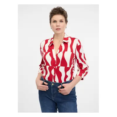 Red women's blouse with collar ORSAY - Women