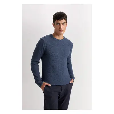 DEFACTO Standard Fit Regular Cut Crew Neck Textured Basic Knitwear Sweater