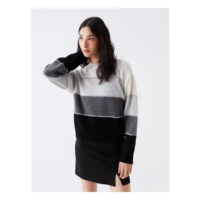 LC Waikiki Crew Neck Color Blocked Long Sleeve Women's Knitwear Sweater