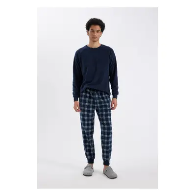 DEFACTO Regular Fit Patterned Pocketed Fleece Pajama Bottoms